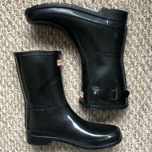 Hunter original refined short gloss - black boots